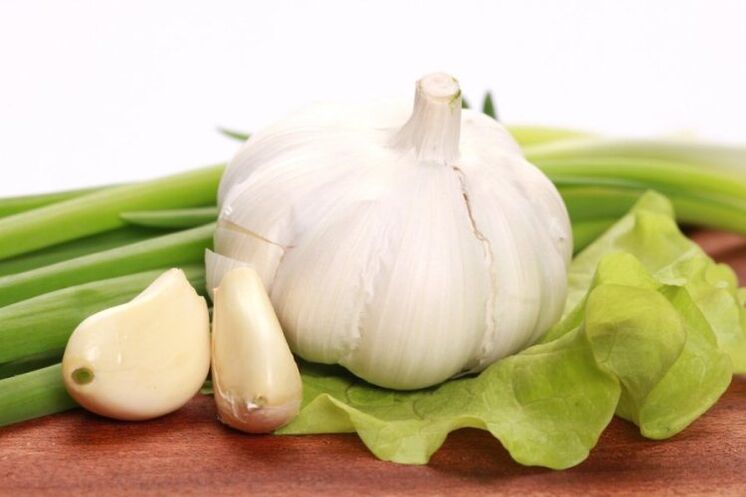 Garlic has anti-helminth properties due to its pungent flavor. 